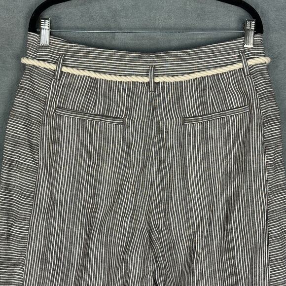 Ett:twa Anthropologie Pants Womens 12 Brown Striped Linen Wide Leg Boho Resort - Picture 6 of 15